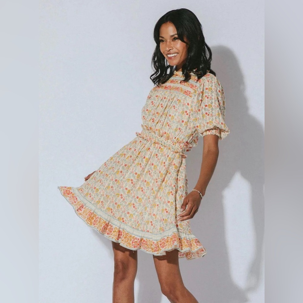 NWT $198 Cleobella Floral Carnation Print Dallas Dress 100% Organic Cotton XS